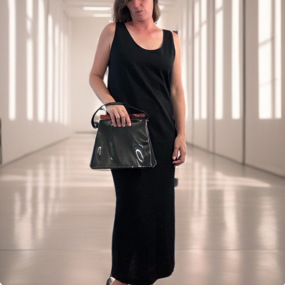 Vintage Isaac Mizrahi Black Sleeveless wool Maxi Dress